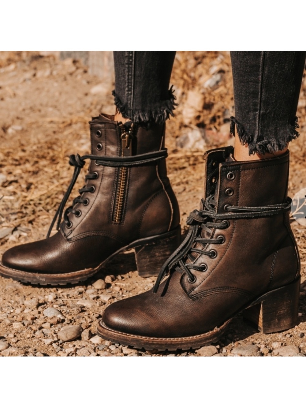 Freebird Cavalier Leather Lace-Up Boot Black 8 GUC